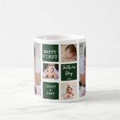 Mug Bonne première Fête des pères 5 photo Collage vert (Centre)