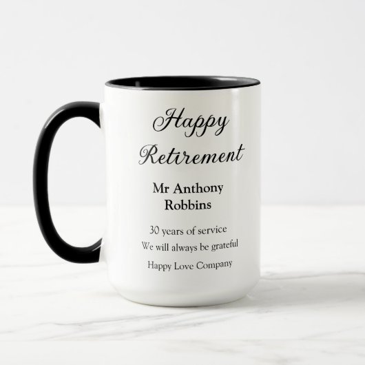 Mug Bonne retraite ajouter le nom années de service à  (Gauche)