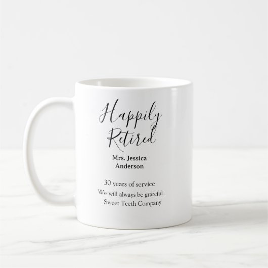 Mug Bonne retraite ajouter le nom années de service à (Gauche)
