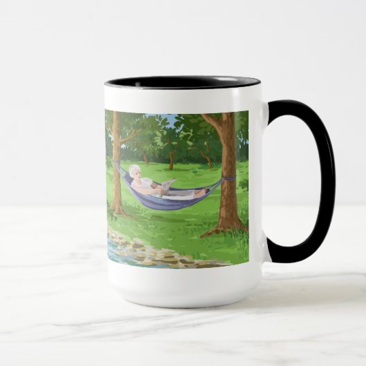 Mug Bonne retraite personnalisée (Dame à Hammock) (Droite)