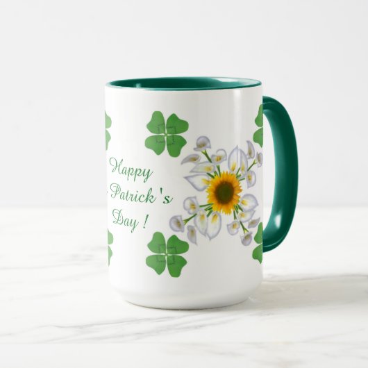 Mug Bonne Saint Patrick ! Clover avec Calla (Devant droit)