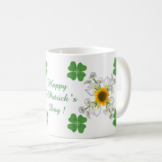 Mug Bonne Saint Patrick ! Clover avec Calla (Devant droit)
