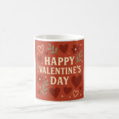 Mug Bonne Saint-Valentin – Cœurs Rouges & Floral L (Centre)