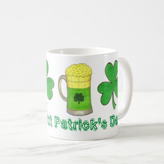 Mug Bonne St. Patrick's Day Green Bière Shamrock (Devant droit)