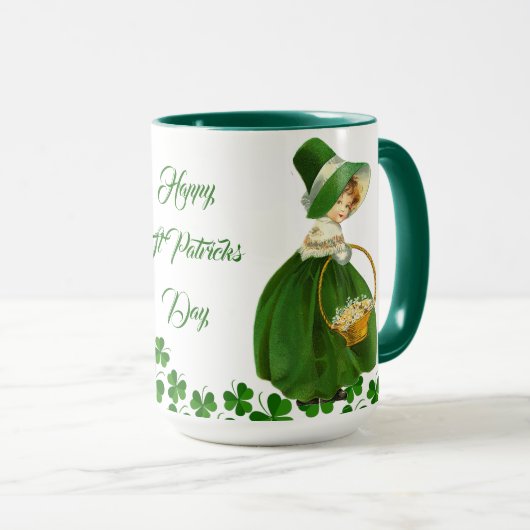 Mug Bonne St Patrick's Day Petite fille Shamrock chanc (Devant droit)