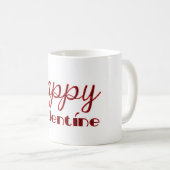 Mug Bonne Valentine Rouge Noir Cupidon Typographie (Devant droit)