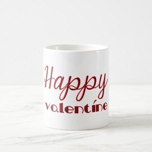 Mug Bonne Valentine Rouge Noir Cupidon Typographie (Centre)