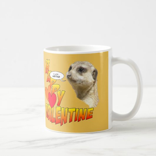 Mug Bonne Valentines Meerkat Cust. Écriture de pâte de (Droite)