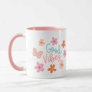 Mug Bonnes cubes fleurs et muqueuse papillon