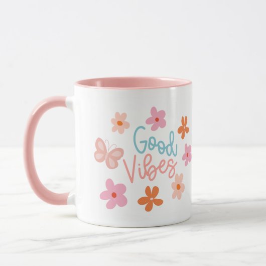 Mug Bonnes cubes fleurs et muqueuse papillon (Gauche)