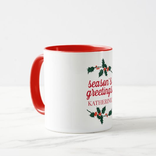 Mug Bonnes Fêtes de Noël Holly Berries (Devant gauche)