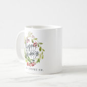 Mug Bonnes fêtes guirlande d'aquarelle de cadeau de (Devant gauche)