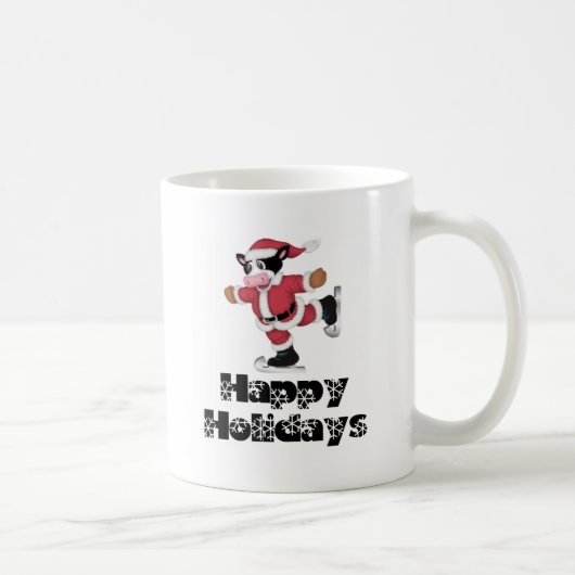 Mug Bonnes fêtes vache de patinage à Père Noël (Droite)