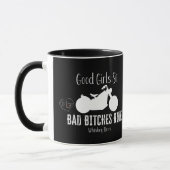 Mug Bonnes filles Asseyez-vous, en noir, Courez sur un (Gauche)