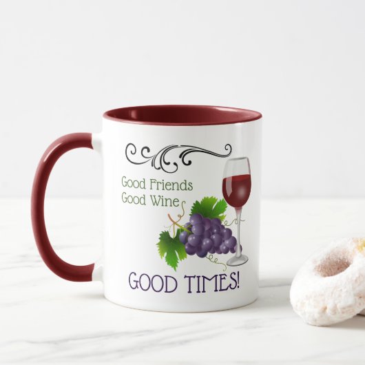 Mug Bons amis, bon vin (Avec donut)