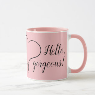 Mug Bonsoir, belle fille rose