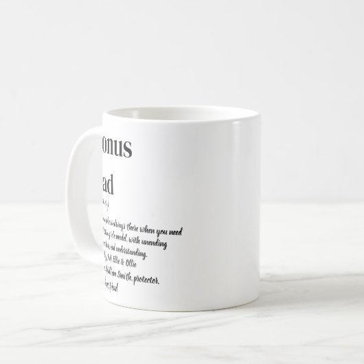 Mug Bonus Papa Stepdad Définition Café blanc et noir (Devant gauche)