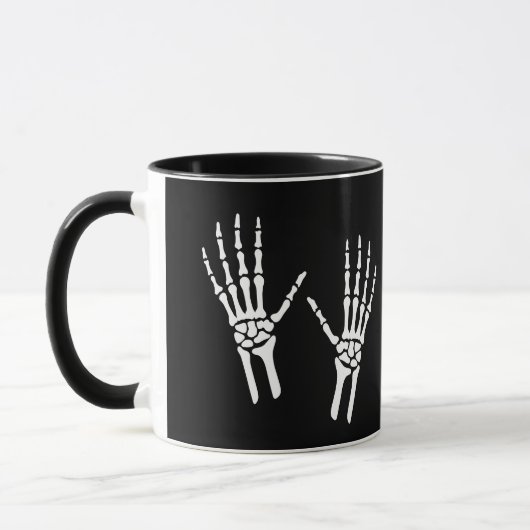 Mug Bony Skeleton Mains Radiologue Halloween Noir (Gauche)