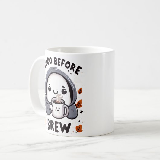 Mug Boo Before Brew Ghost Coffee Funny Halloween (Devant gauche)