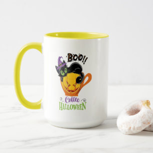 Mug Boo Black Cat, Scary Pumkin Coffee Halloween