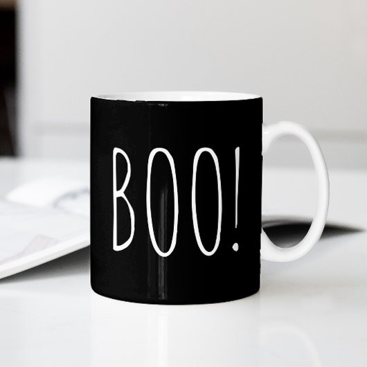 Mug Boo ! Fans d'Halloween Éffrayant Fantôme noir