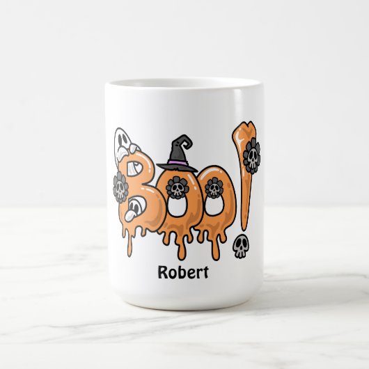 Mug Boo Halloween cute ghost Personalized name  (Centre)