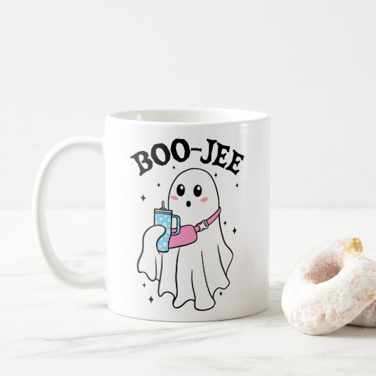 Mug Boo Jee Funny Halloween Ghost Retro (Avec donut)