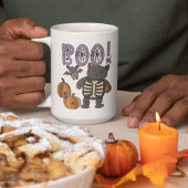Mug Boo ! Patchwork squelette chat et chaume Halloween
