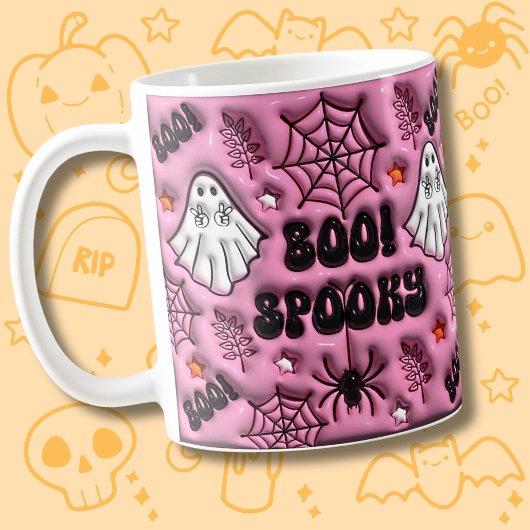 Mug Boo rose ! Éffrayant 3D Spider Web Ghost