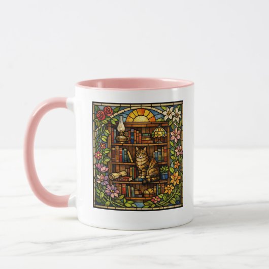 Mug Book and Cat Lovers Faux Stain Glass (Gauche)