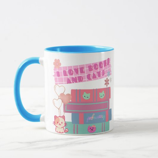 Mug Book Coquette - I Love Books & Cats - Bookish  (Gauche)