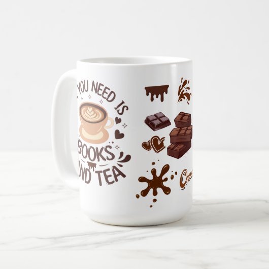 Mug Books and Tea Cozy Reader Graphic (Devant gauche)