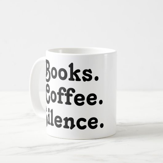 Mug “Books. Coffee. Silence." | Minimalist (Devant gauche)