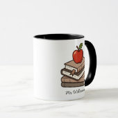 Mug Bookstack and Apple Personalized Teacher (Devant droit)