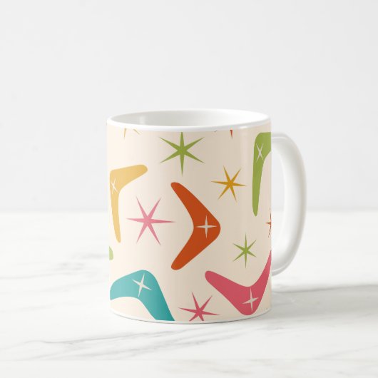 Mug Boomerang milieu du siècle avec explosions stellai (Devant droit)