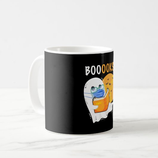 Mug Boooks Halloween Ghost reading books and wearing (Devant gauche)