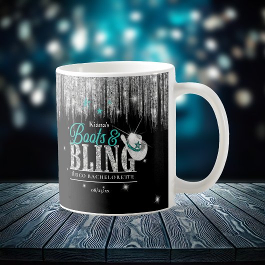 Mug Boots 'n Bling Disco Bachelorette Teal ID925