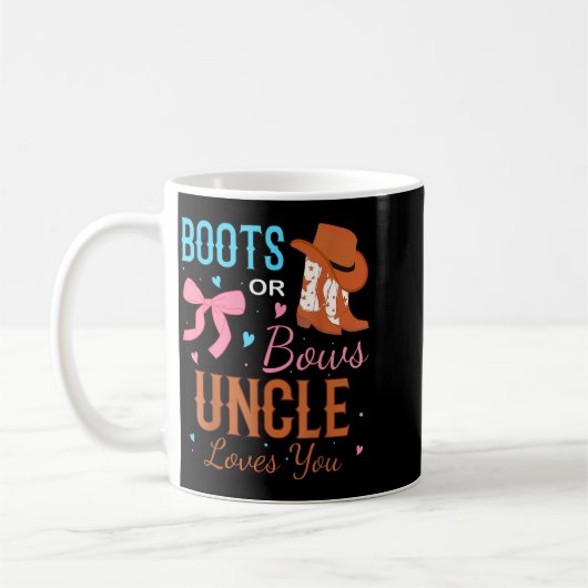 Mug Boots Or Bows Uncle Loves You Gender Reveal Party (Gauche)