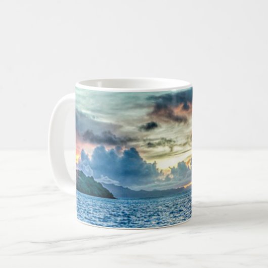 Mug Bora Bora beau coucher de soleil (Devant gauche)