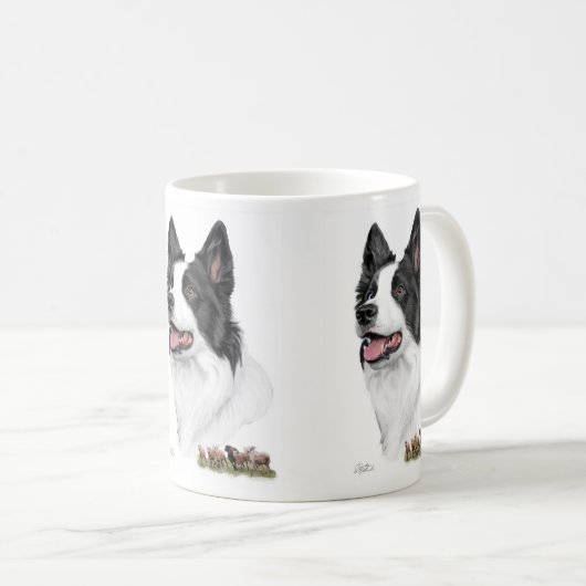 Mug Border collie avec des moutons (Devant droit)