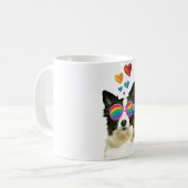 Mug Border Collie  Chien avec coeurs Saint-Valentin  (Devant gauche)
