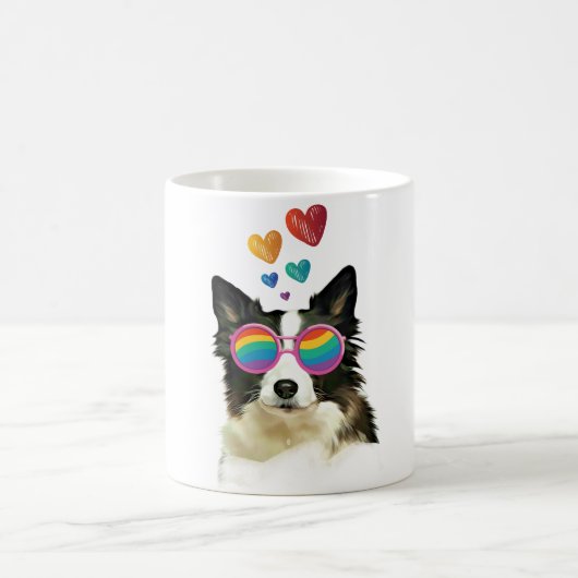 Mug Border Collie  Chien avec coeurs Saint-Valentin  (Centre)