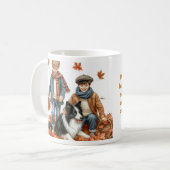Mug Border Collie et Enfants Automne (Devant gauche)