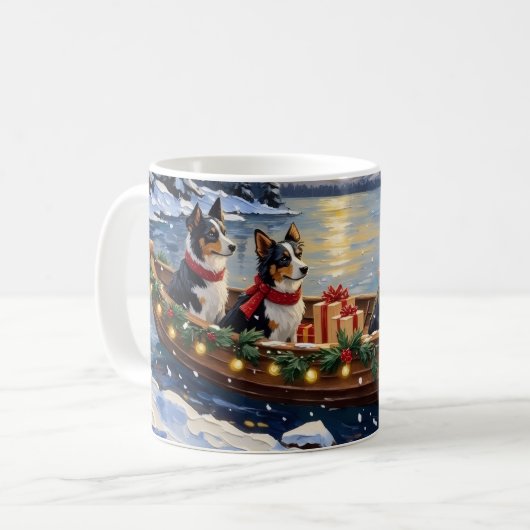 Mug Border Collie Noël Bateau Vacances (Devant gauche)