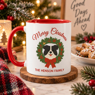 Mug Border Collie Noël personnalisé pour la famille