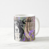 Mug Border collie noir et blanc en bois de jacinthe (Devant droit)