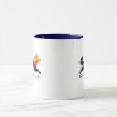Mug Border collie poligonal en amarillo y azul (Centre)