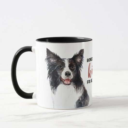 Mug Bordure Collie Baisers Tout réparer (Gauche)