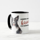 Mug Bordure Collie Baisers Tout réparer (Devant gauche)