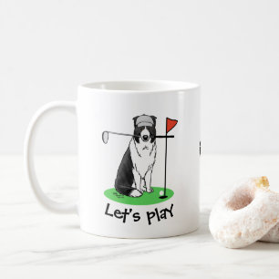 Mug Bordure Collie Chien Jouer Golf (noir & blanc) Amu